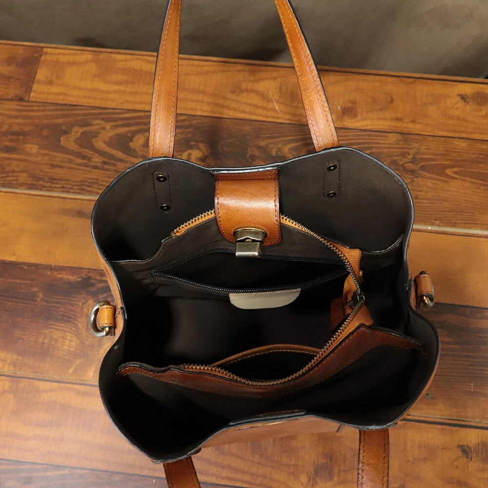 Vintage Handmade Shoulder Purse Leather Handbag