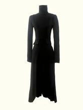 Load image into Gallery viewer, Black Elegant High Neck Long Sleeve Midi Dress
