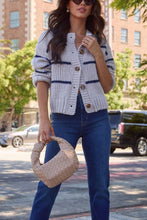 Load image into Gallery viewer, Grey Stripped Button Down Cardigan
