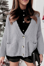 Load image into Gallery viewer, Simple V-neck Pockets Long Sleeve Loose Sweater
