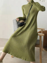 Load image into Gallery viewer, Green Casual Long Sleeve Half Turtleneck Knit Sweater Dress
