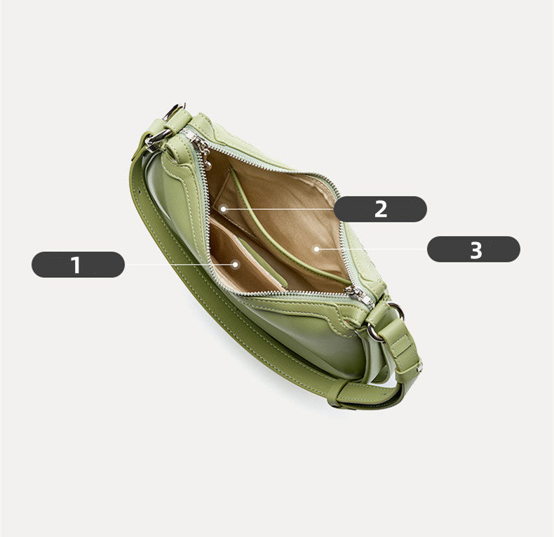 Classic Genuine Leather Bag Woven Crescent Handbag