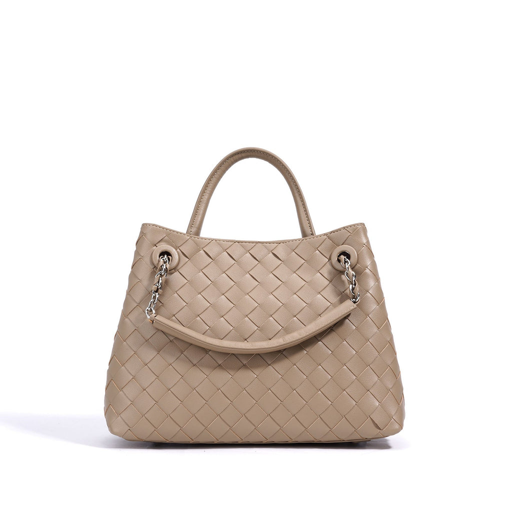 New Woven Leather Chain Basket Bag