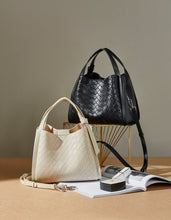Load image into Gallery viewer, Embossed Basket Bag Woven Handbag with Straps
