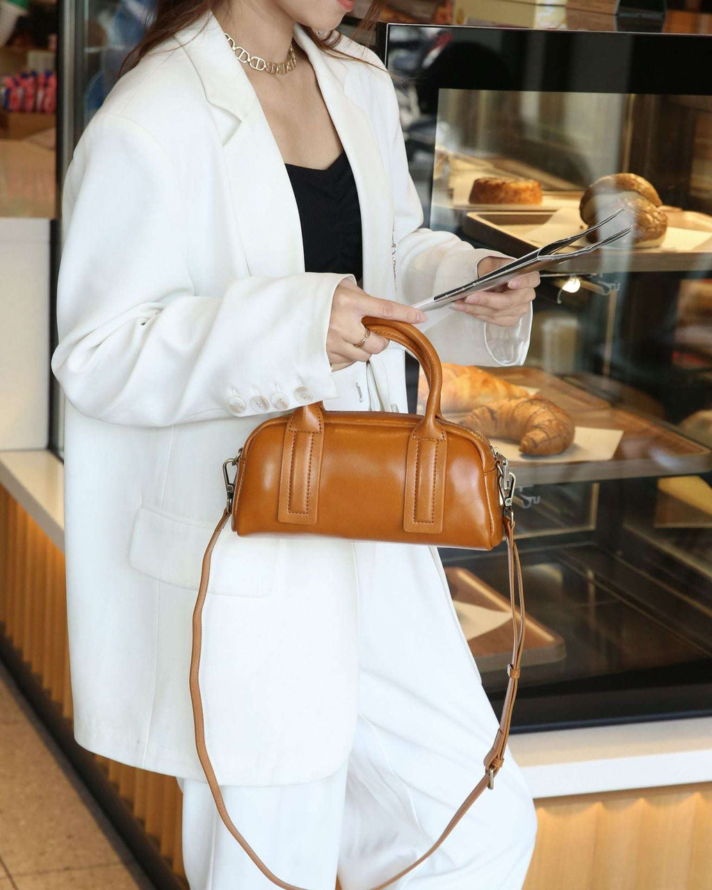 New Vegetable Tanned Mini Handbag Convertible Top Handle Bag Women's Messenger Bag