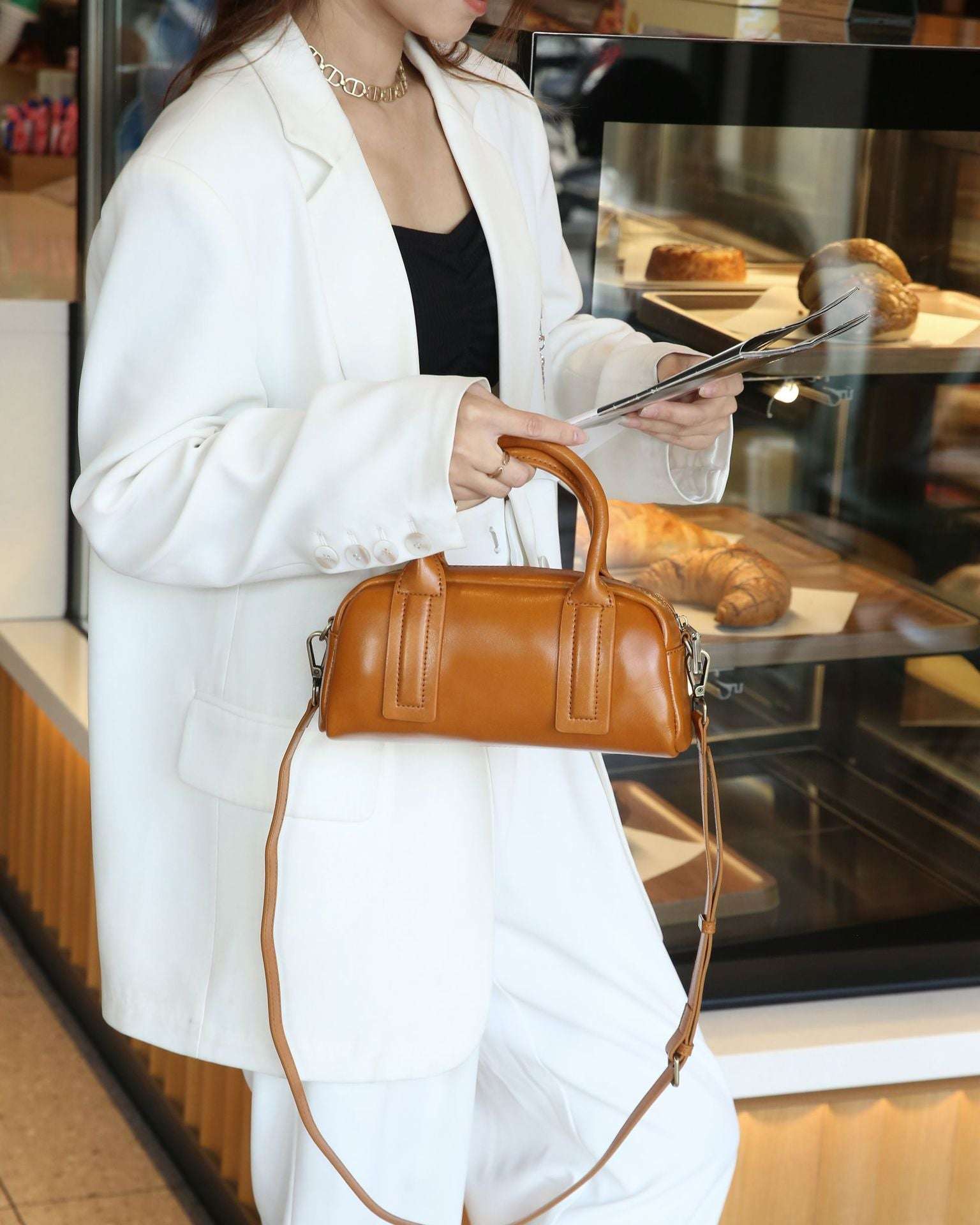 New Vegetable Tanned Mini Handbag Convertible Top Handle Bag Women's Messenger Bag