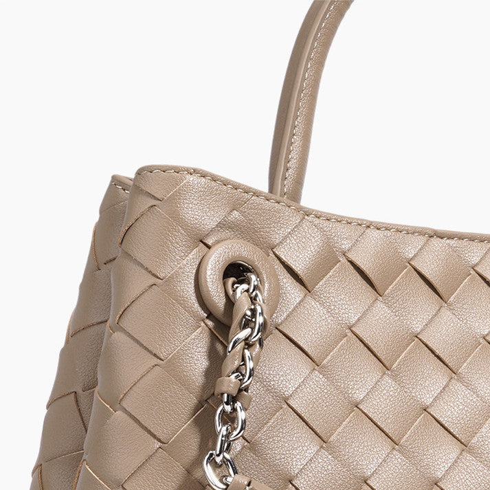 New Woven Leather Chain Basket Bag