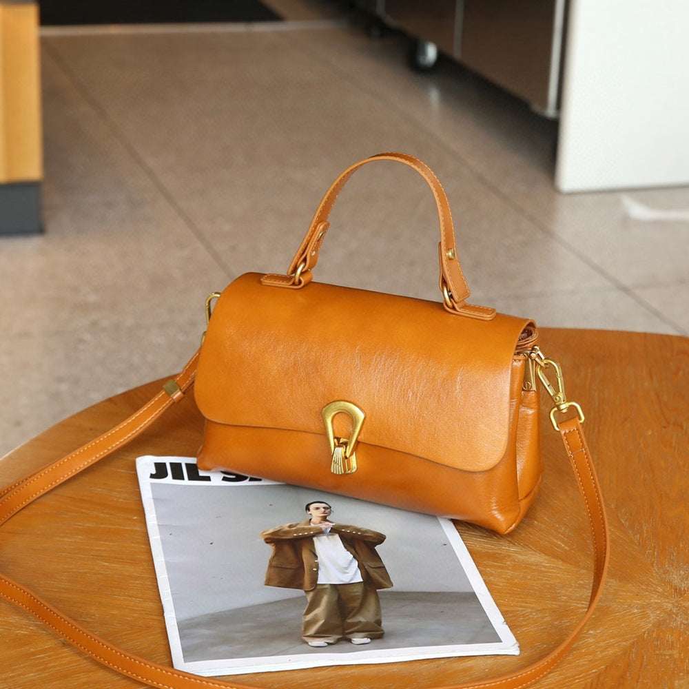 Vintage Vegetable Tanned Mini Leather Handbag Crossbody Bag