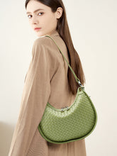Load image into Gallery viewer, Classic Genuine Leather Bag Woven Crescent Handbag
