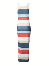 Load image into Gallery viewer, Casual Striped Print Drawstring Midi Dress
