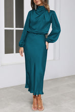 Load image into Gallery viewer, Chic Satin Long Sleeve Midi Party Dress
