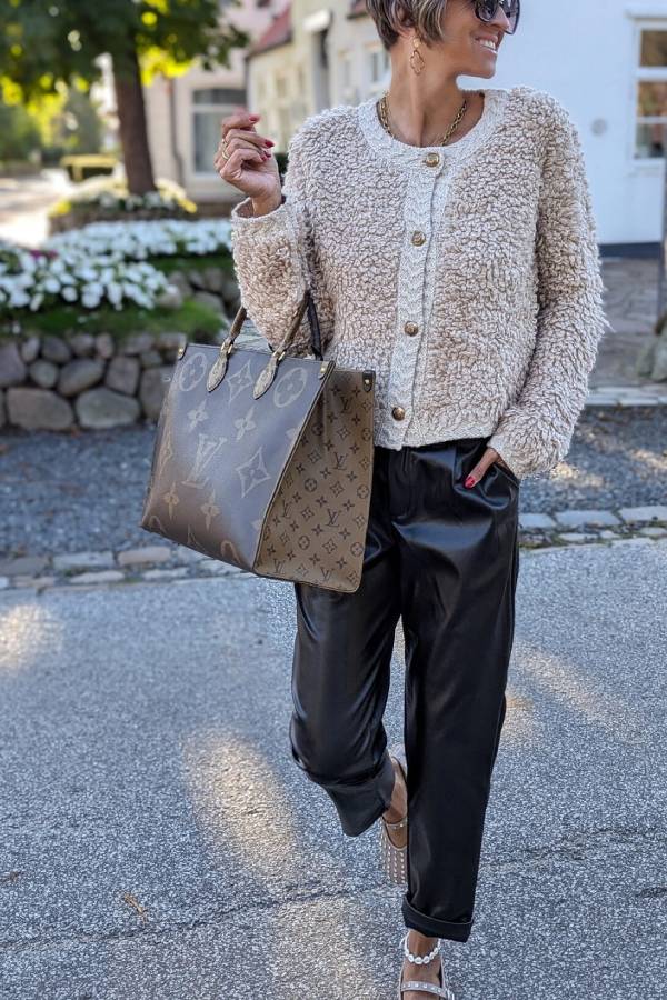 Beige Button Knit Cardigan