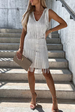 Load image into Gallery viewer, Sexy Tassel V Neck Sleeveless Mini Party Dress
