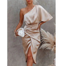 Load image into Gallery viewer, Sexy One Shoulder Irregular Pleated Party MIidi Dress
