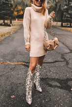 Load image into Gallery viewer, Turtleneck Long Sleeves Ribbed Knit Sweater Dress
