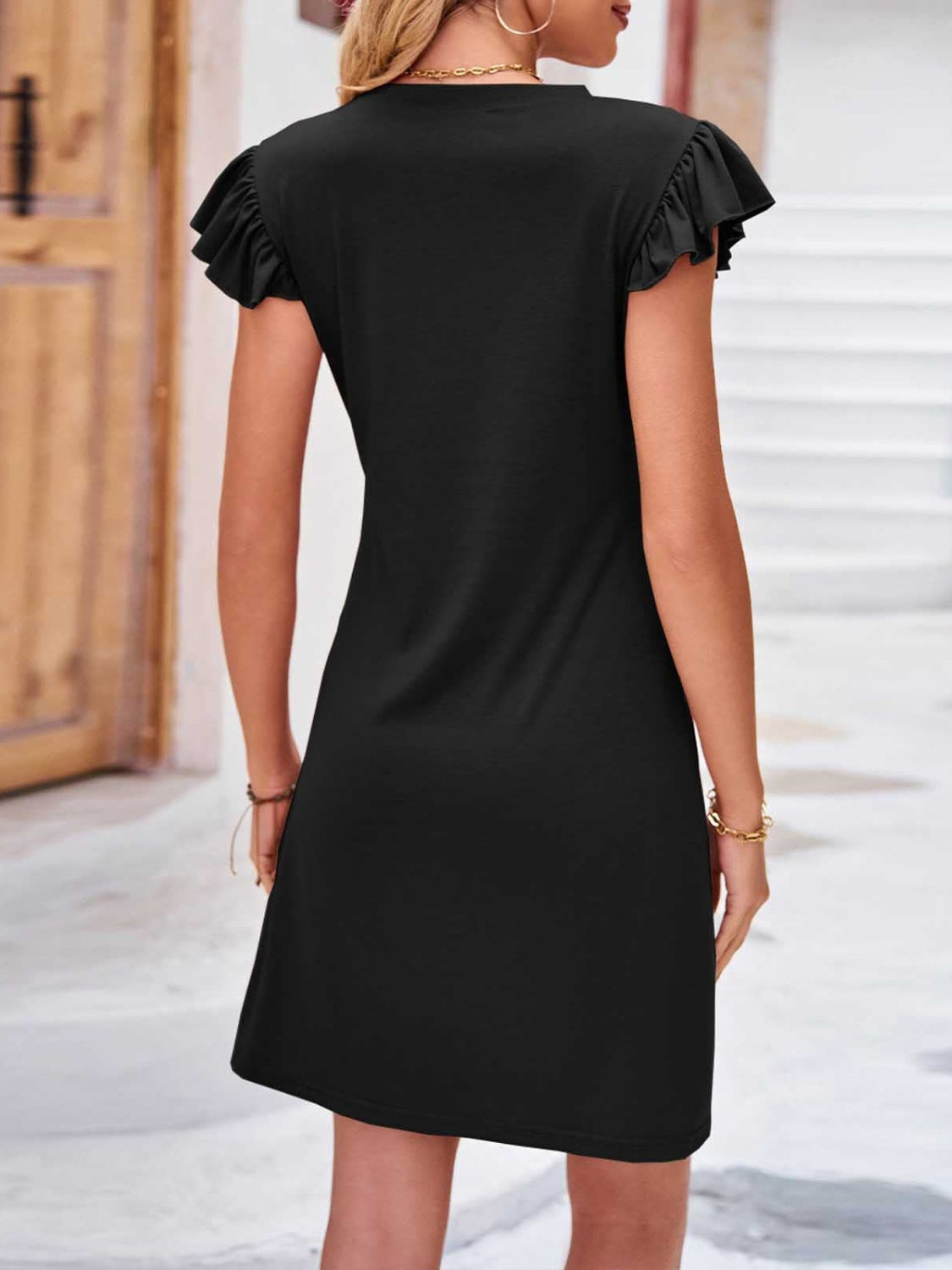 Ruffled Cap Sleeve Mini Dress