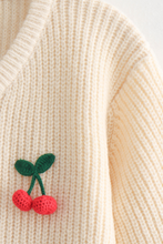 Load image into Gallery viewer, V-neck Cherry Embellished Cardigan Cropped Knitted Sweater
