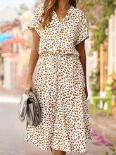 Load image into Gallery viewer, Vintage Short Sleeves Dots Print Buttons Down Midi Dress
