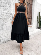 Load image into Gallery viewer, Embroidered Sleeveless Loose Halter-Neck Split Side Midi Dress
