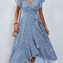 Load image into Gallery viewer, Floral Surplice Neck Tied Midi Dress
