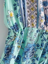 Load image into Gallery viewer, Blue Floral Print Mini Dress Sundress
