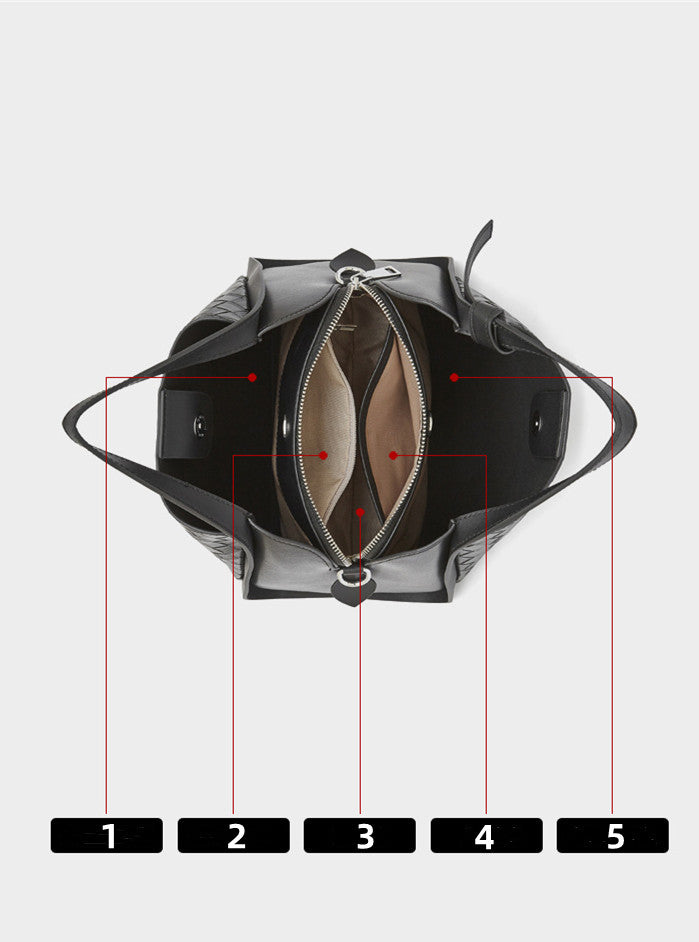 Embossed Basket Bag Woven Handbag with Straps