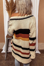 Load image into Gallery viewer, Casual Knitted Striped Printed V-neck Long-sleeved Cardigan
