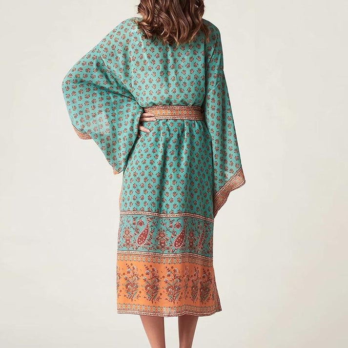 Boho Floral Patterns Kimono Cover Up