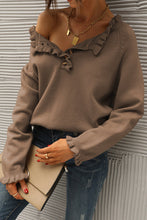 Load image into Gallery viewer, Chic Long Sleeve Button Down Ruffle Knit Pullover Sweater
