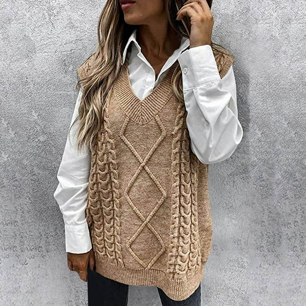 Fall Oversized Vest Knit Sweater Tank Pullover