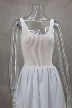 Load image into Gallery viewer, White Casual Patchwork U Neck Sleeveless Midi Dress
