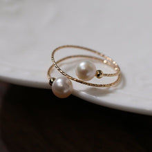 Load image into Gallery viewer, Freshwater Pearl Double Layer Wrapped Ring - floysun

