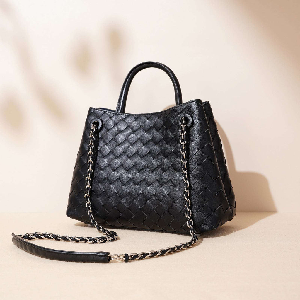 New Woven Leather Chain Basket Bag