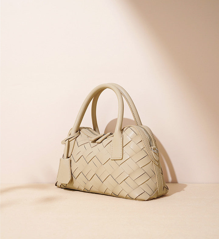 Simple Handmade Woven Handbag Leather Bag