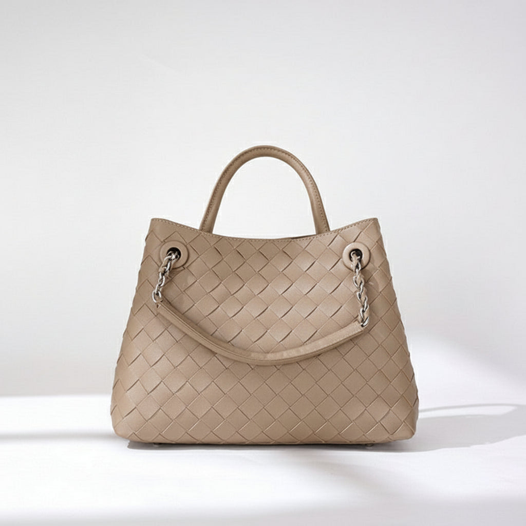 New Woven Leather Chain Basket Bag
