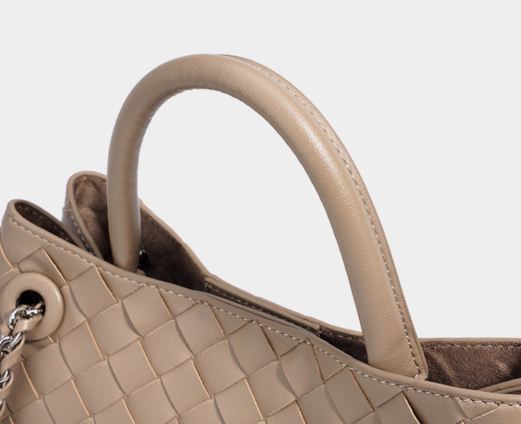 New Woven Leather Chain Basket Bag