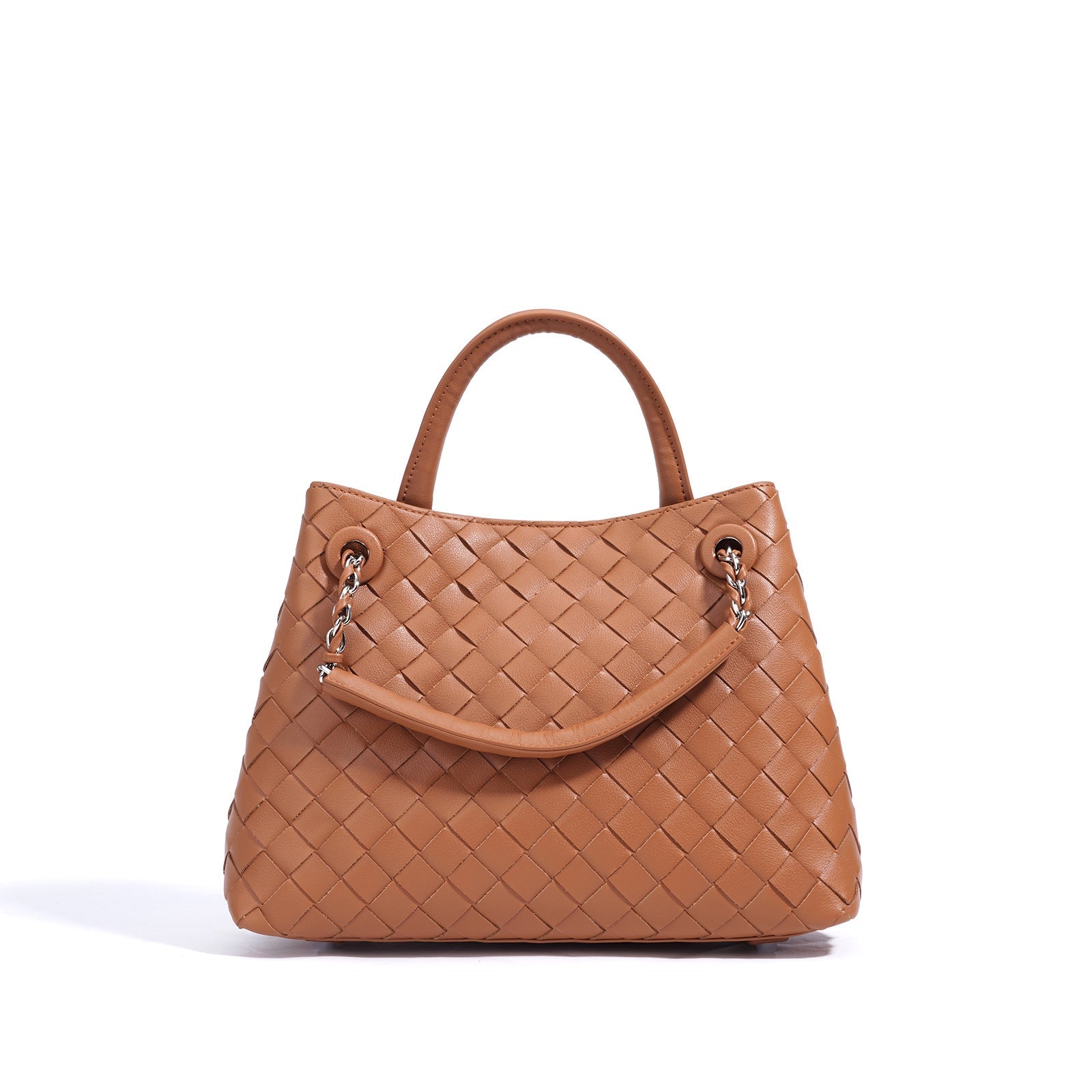 New Woven Leather Chain Basket Bag