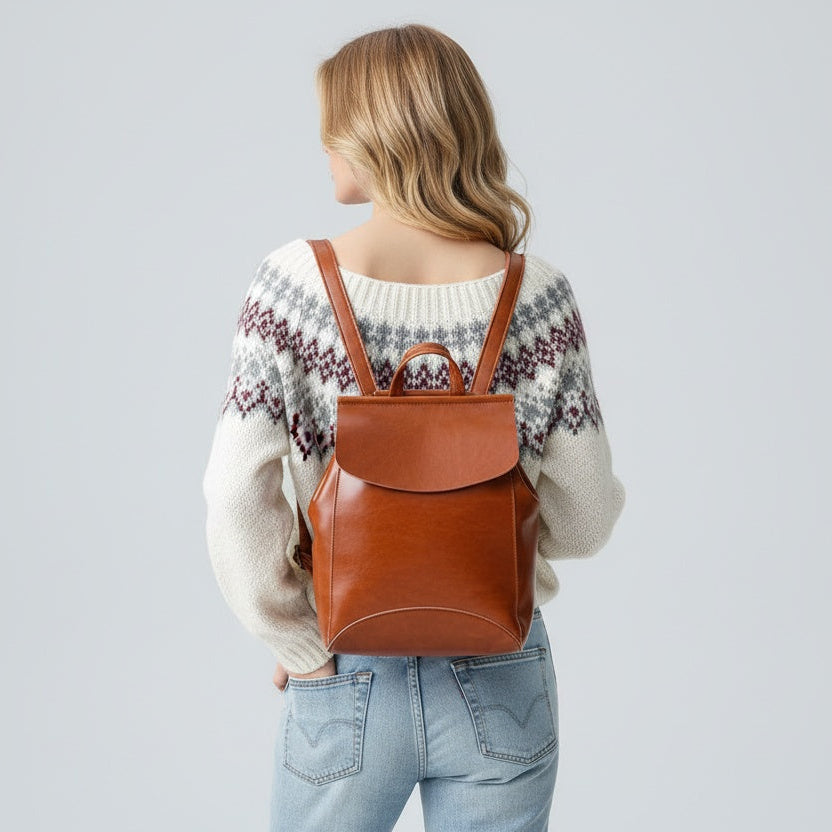 Cute Leather College Backpack