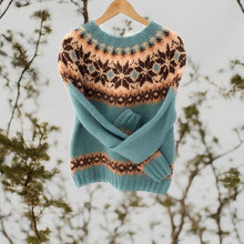 Load image into Gallery viewer, Vintage Geometry Icelandic Knit Pullover Sweater
