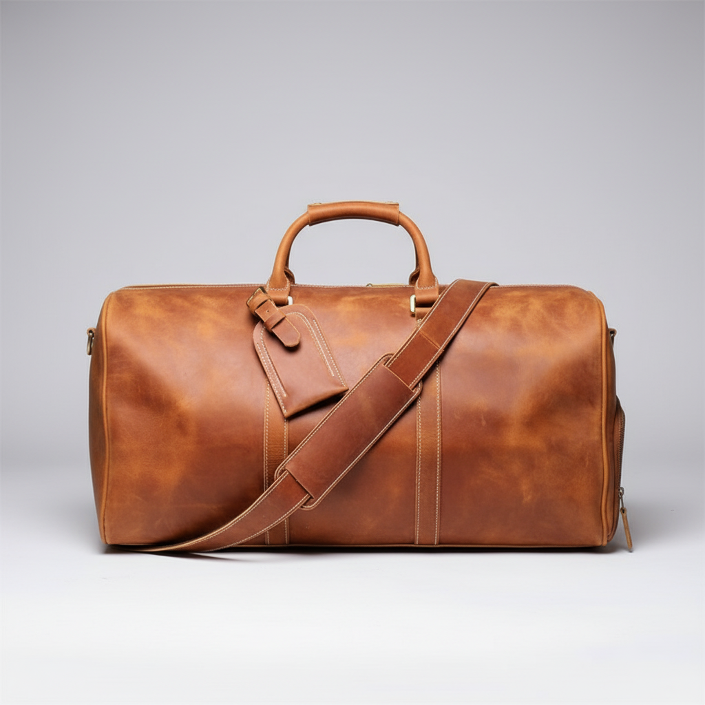 Handmade Full Grain Leather Duffle Bag