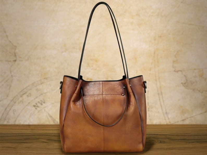 Casual Women Bucket Bag Leather Tote Bag Handbags Shoulder Bag for Women