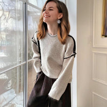 Load image into Gallery viewer, Loose Cropped Trimmed Knit Sweater
