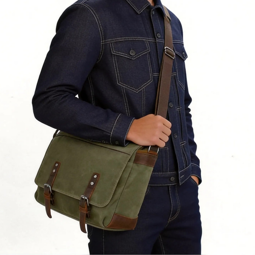 Army Green Canvas Messenger Bag Shoulder Bag