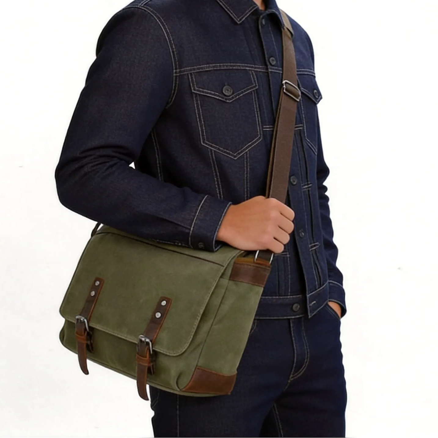 Army Green Canvas Messenger Bag Shoulder Bag