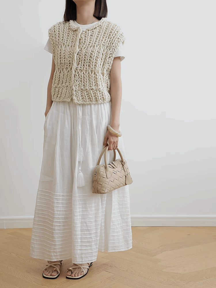 Simple Handmade Woven Handbag Leather Bag