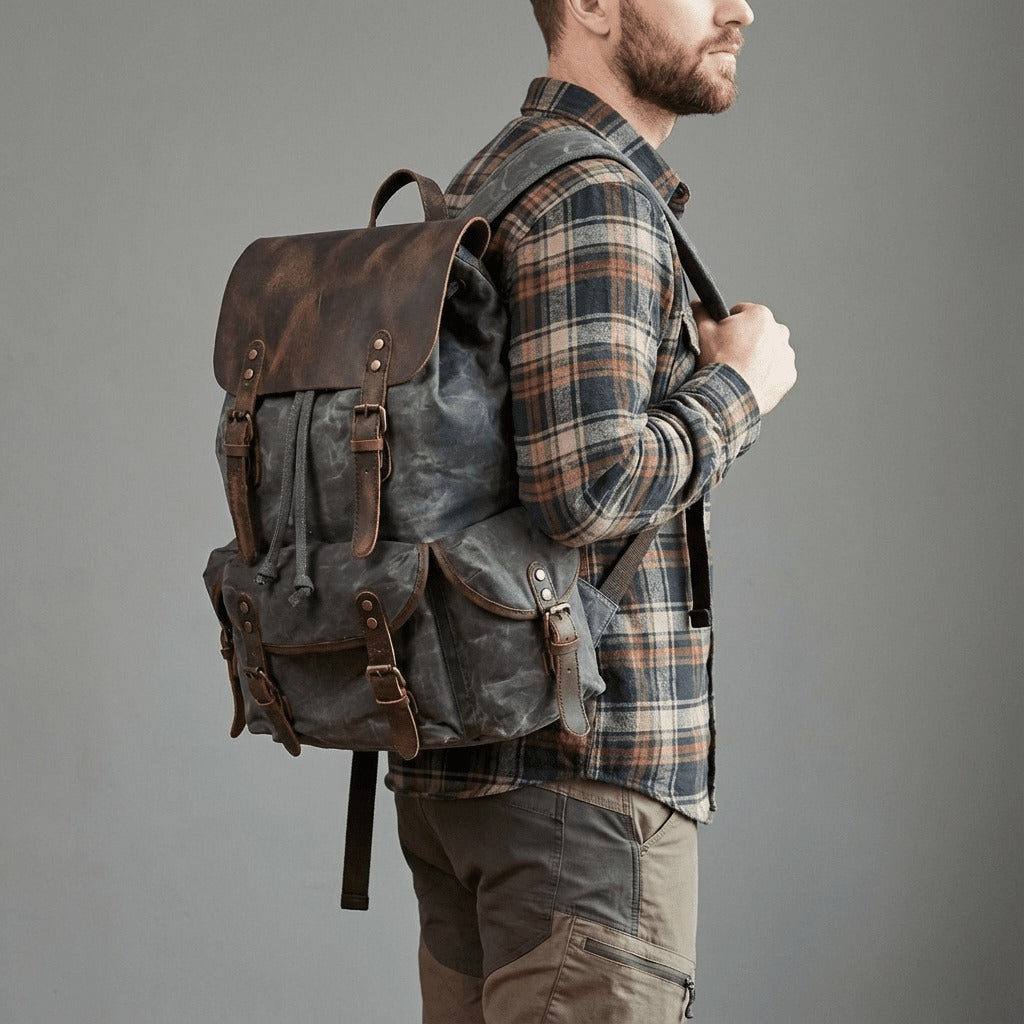 Canvas Leather Backpack