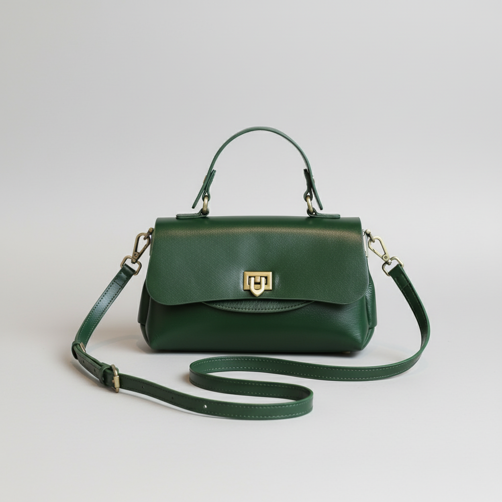 Classic Full Grain Leather Handbag  Flap Top Mini Crossbody Bag