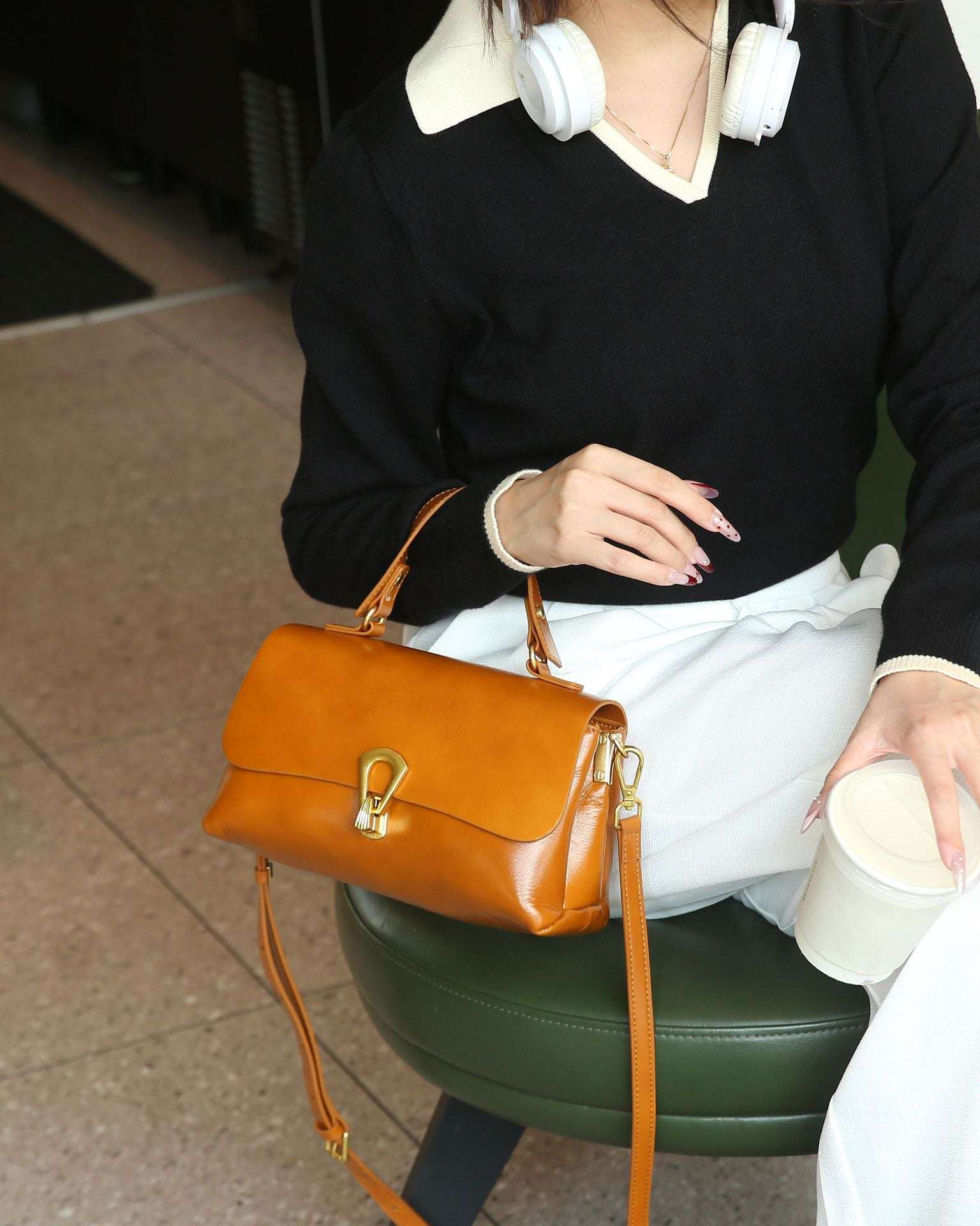 Vintage Vegetable Tanned Mini Leather Handbag Crossbody Bag