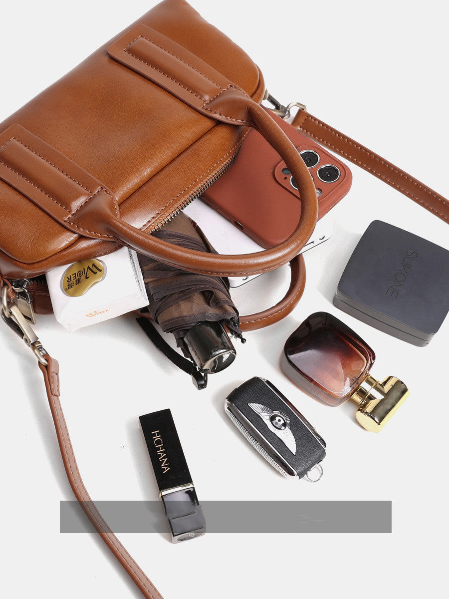 New Vegetable Tanned Mini Handbag Convertible Top Handle Bag Women's Messenger Bag