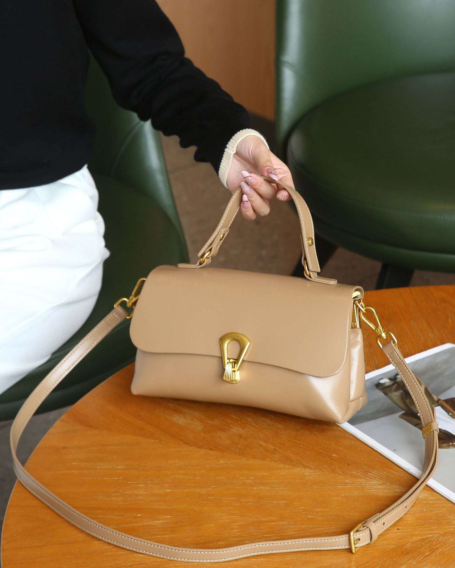 Vintage Vegetable Tanned Mini Leather Handbag Crossbody Bag